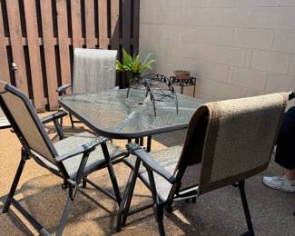 Outdoor Glass Top Patio Dining Set