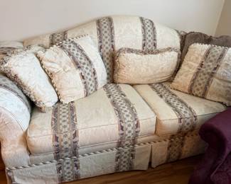 Cream Patterned Living Room Sofa