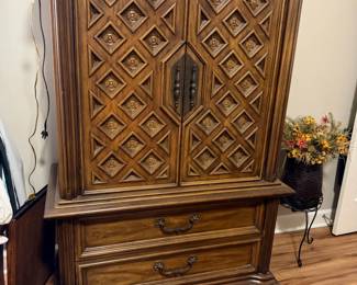 Ornate Wooden Armoire Cabinet