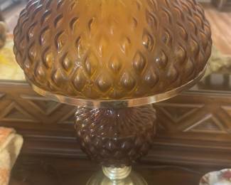 Amber Hobnail Glass Table Lamp
