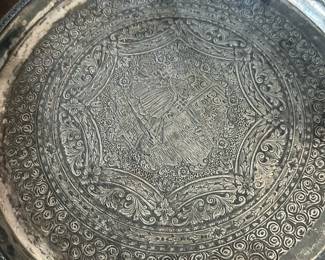 Decorative Engraved Metal Serving Tray