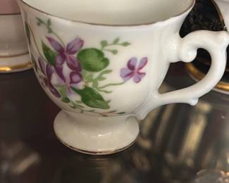 Porcelain Footed Teacup with Violets