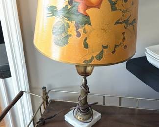 Floral Papier-Mâché Shade Table Lamp