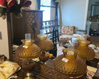 Carved Wood Triple Dresser Mirror