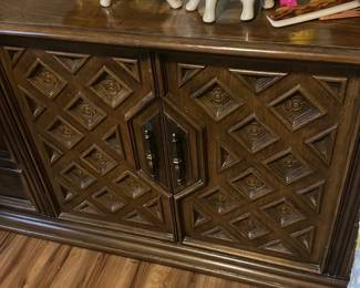 Carved Wood Triple Dresser Mirror