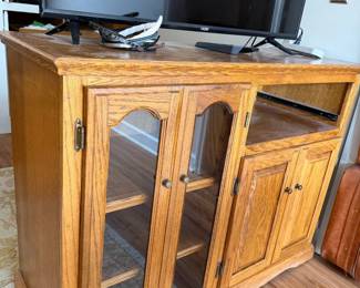 Oak TV Console Cabinet