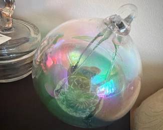Handblown Iridescent Glass Orb Vase