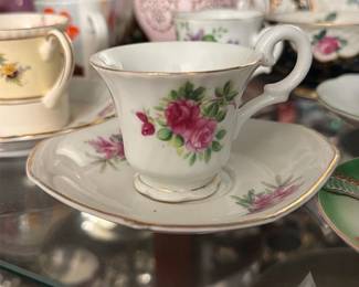 Porcelain Floral Demitasse Cup & Saucer