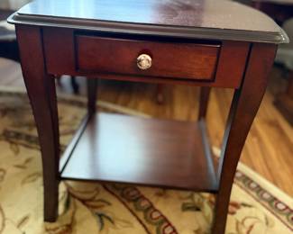 Dark Wood End Table with Drawer