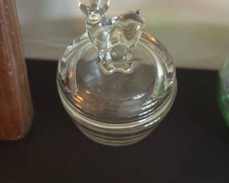 Clear Glass Deer Trinket Jar