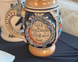 German Relief Ceramic Beer Stein