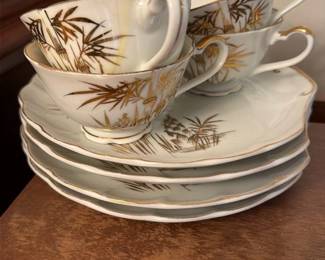 Made in Japan Gold Bamboo Tea Set (4)