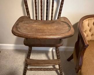 Wooden Child's High Chair