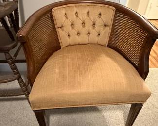 Cane Back Barrel Chair tan