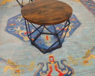 octohedron metal wire wood top end or coffee tables