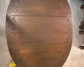 Vintage English Oak Barley Twist GateLeg DropLeaf Table with Drawer