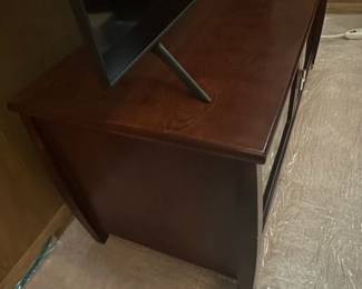 Dark Wood Media Console with Glass Doors