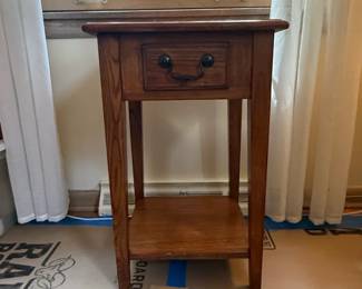 Vintage Oak Mission Style SingleDrawer Side Table with Lower Shelf