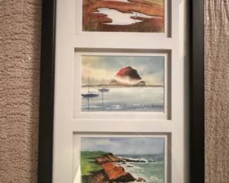 Betty Woollames Coastal Landscape Watercolor Triptych
