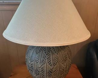 Pier Gray Ceramic Leaf Pattern Table Lamp