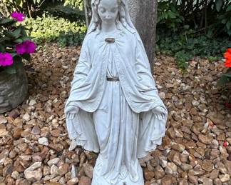 Vintage Concrete Virgin Mary Garden Statue