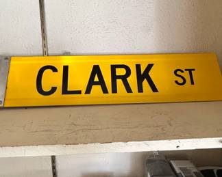 Vintage Chicago Clark St Yellow Street Sign Steel Porcelain