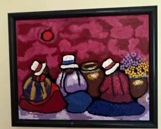 P. Palomino Andean Women with Pottery Oil Painting