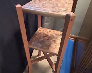 Vintage Faux Marble Folding TV Tray Table Set with Stand