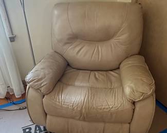 Contemporary Tan Leather Power Recliner