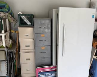 Refrigerators, file cabinets, lawn chairs