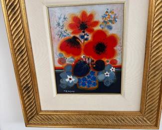French artist Frédéric Menguy oil in custom frame