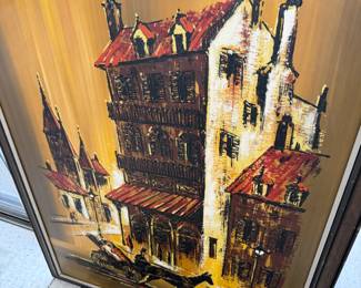 Very large MCM oil of stylized street scene