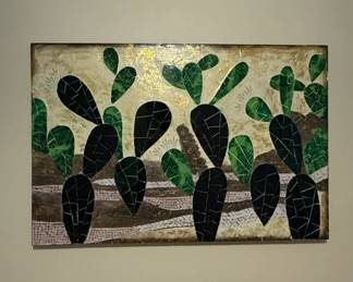 Contemporary Cactus Mosaic Wall Art
