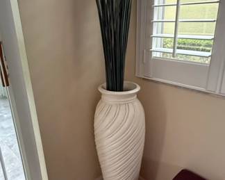 Large Ribbed Decorative Floor Vase