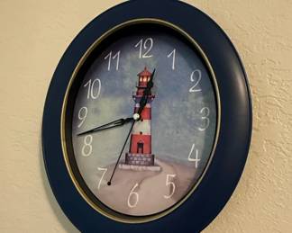 Yelolyio Lighthouse Beach Theme Wall Clock