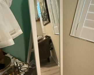 White Arched FullLength Floor Mirror with Stand