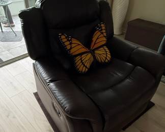 Dark Brown Leather Manual Recliner Armchair