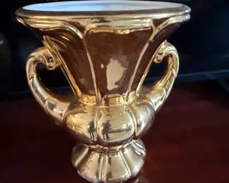 Vintage Haeger Gold Lusterware TwoHandled Urn Vase