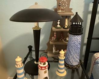 MidCentury Modern Style Mushroom Table Lamp and Lighthouse Collection Various Makers