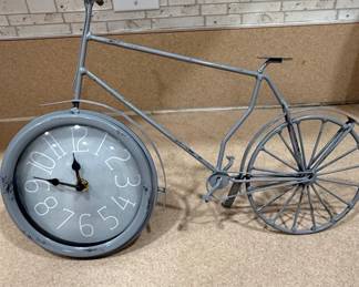 Vintage Metal Bicycle Table Clock with Roman Numerals