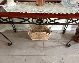 Vintage Wicker Magazine Basket with Handles