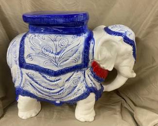 Blue & White Chinese Elephant Garden Stool