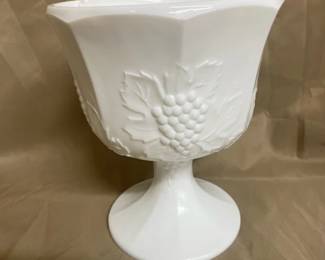 Milk Glass Compote w/Grapes 