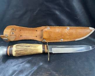 Edge Mark Stag Handle Knife w/Sheath