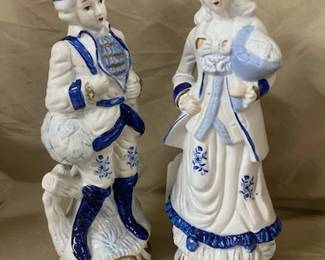 Pair B & W Man & Woman Figures