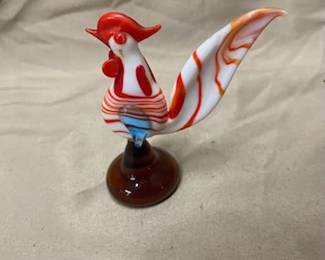 Red/Orange Art Glass Rooster