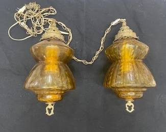 Mid-Century Double Hanging Light- Amber 