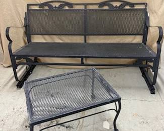 Metal Glider & Metal Patio Table 