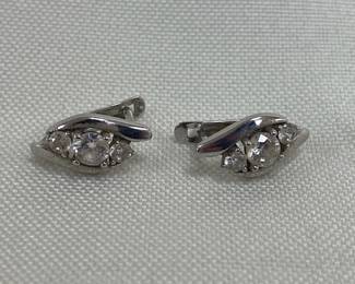 Sterling Cluster Earrings w/Clear Stones 
