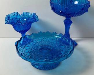 123 threebluepressedglasscompoteandcan